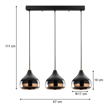 Φωτιστικό οροφής τρίφωτο Art Maison Ποταμός - Black Bronze (67x17x111εκ.)