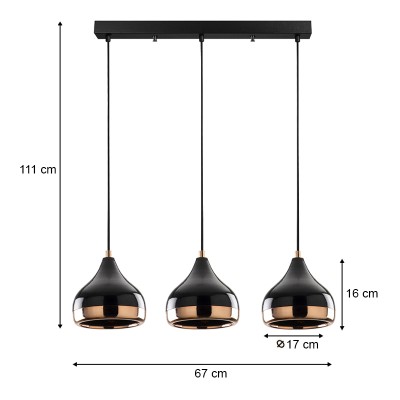 Φωτιστικό οροφής τρίφωτο Art Maison Ποταμός - Black Bronze (67x17x111εκ.)