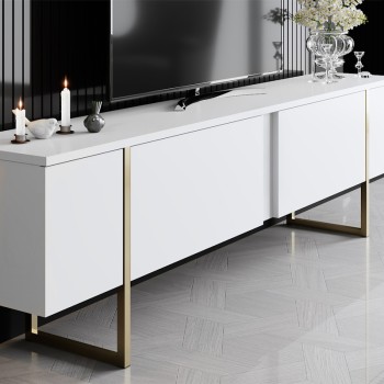 Έπιπλο τηλεόρασης Art Maison Lux - White - Gold (180x30x50εκ.)