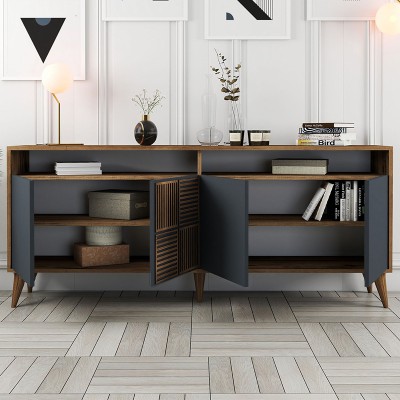 ΜΠΟΥΦΕΣ ART MAISON GONZALES - WALNUT CARCOAL (180x35x78,6εκ.)