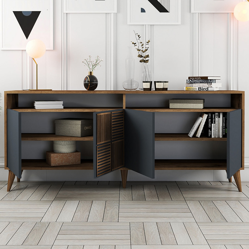 ΜΠΟΥΦΕΣ ART MAISON GONZALES - WALNUT CARCOAL (180x35x78,6εκ.)