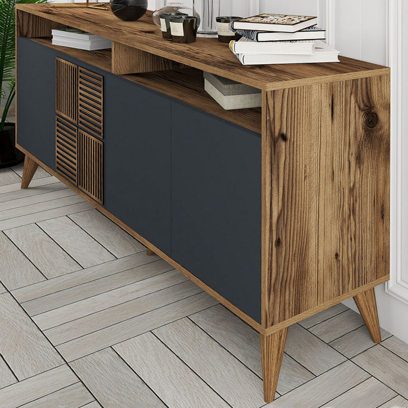 ΜΠΟΥΦΕΣ ART MAISON GONZALES - WALNUT CARCOAL (180x35x78,6εκ.)