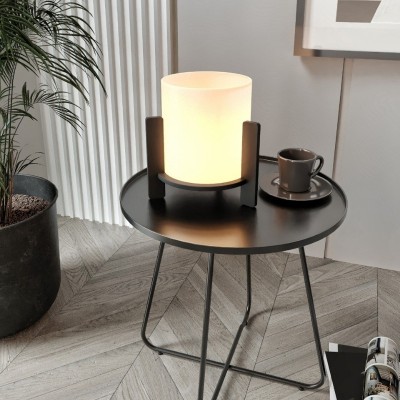 Φωτιστικό επιτραπέζιο Art Maison Miwa E27 Mdf χρώμα μαύρο - κρεμ Ø20x20εκ.