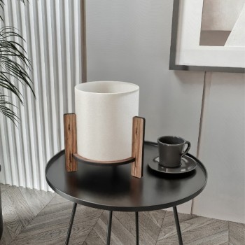Φωτιστικό επιτραπέζιο Art Maison Miwa E27 Mdf χρώμα καρυδί - κρεμ Ø20x20εκ.
