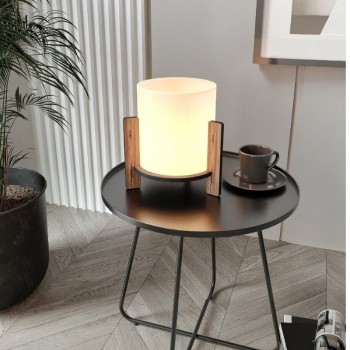 Φωτιστικό επιτραπέζιο Art Maison Miwa E27 Mdf χρώμα καρυδί - κρεμ Ø20x20εκ.