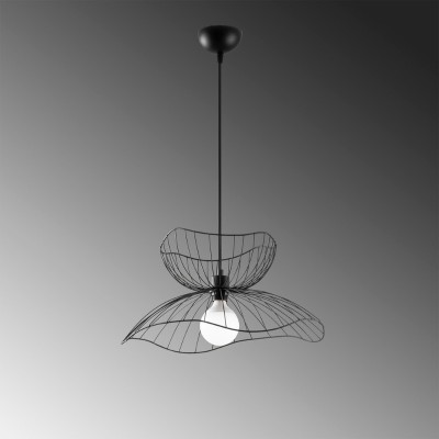 Φωτιστικό οροφής Art Maison Miyuki E27 μεταλλικό μονόφωτο χρώμα μαύρο Ø50x31/111εκ.