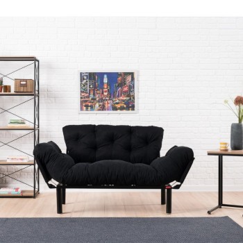 Καναπές - κρεβάτι Art Maison Colette  διθέσιος υφασμάτινος χρώμα μαύρο 155x70x85εκ.