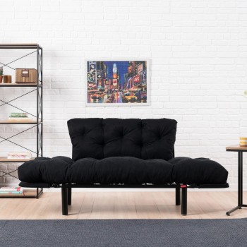 Καναπές - κρεβάτι Art Maison Colette  διθέσιος υφασμάτινος χρώμα μαύρο 155x70x85εκ.