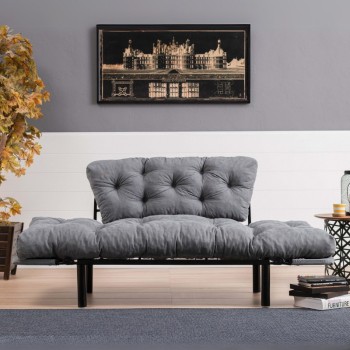 Καναπές - κρεβάτι Art Maison Colette διθέσιος υφασμάτινος χρώμα γκρι 155x70x85εκ.