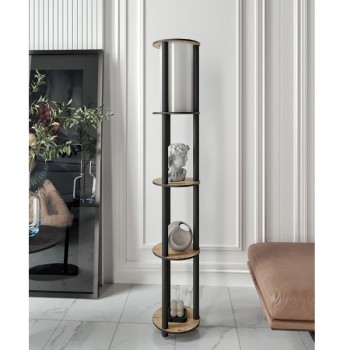Φωτιστικό δαπέδου Art Maison Hannya MDF - PVC ύφασμα χρώμα καρυδί - μαύρο 24x25x150εκ.