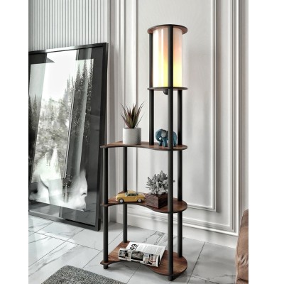 Φωτιστικό δαπέδου Art Maison Daisuke MDF - PVC ύφασμα χρώμα καρυδί - μαύρο 50x30x140εκ.