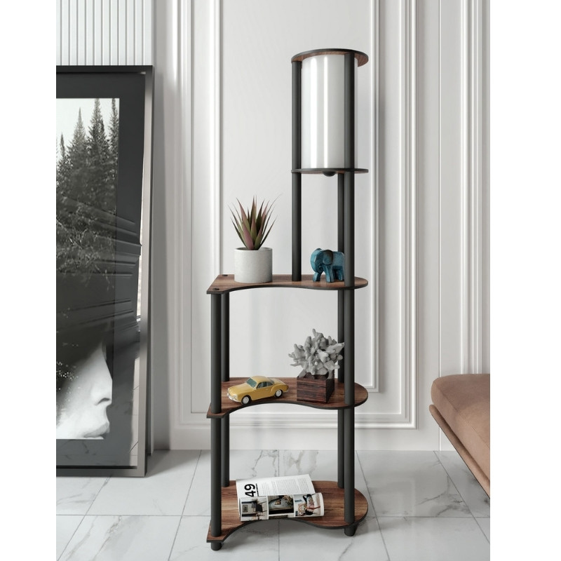 Φωτιστικό δαπέδου Art Maison Daisuke MDF - PVC ύφασμα χρώμα καρυδί - μαύρο 50x30x140εκ.