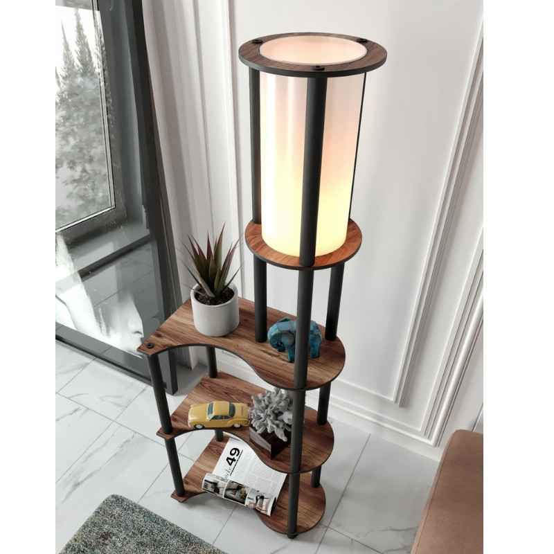 Φωτιστικό δαπέδου Art Maison Daisuke MDF - PVC ύφασμα χρώμα καρυδί - μαύρο 50x30x140εκ.