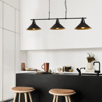 Φωτιστικό οροφής Art Maison Hideko E27 μεταλλικό τρίφωτο χρώμα μαύρο 108x24x55εκ.