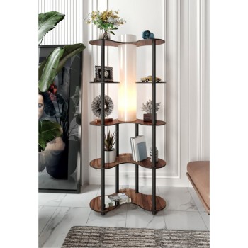 Φωτιστικό δαπέδου Art Maison Boa MDF - PVC ύφασμα χρώμα καρυδί - μαύρο 65x35x150εκ.