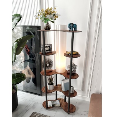 Φωτιστικό δαπέδου Art Maison Boa MDF - PVC ύφασμα χρώμα καρυδί - μαύρο 65x35x150εκ.