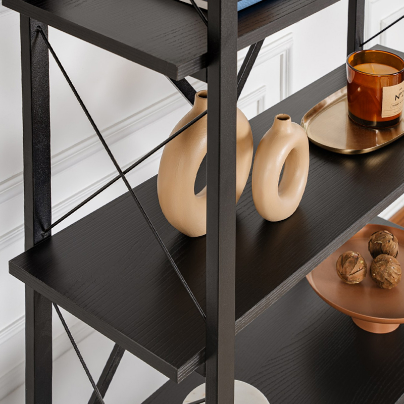 Βιβλιοθήκη Art Maison Mothim χρώμα μαύρο 90x33,5x180εκ.