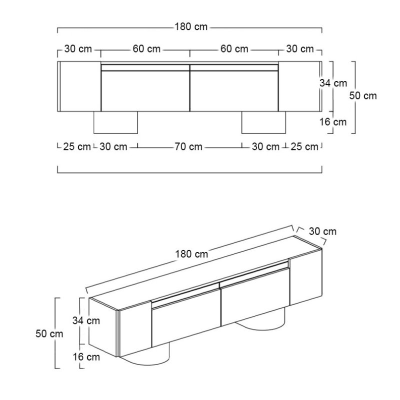 Έπιπλο τηλεόρασης Art Maison Aurorus χρώμα ανθρακί 180x30x50εκ.