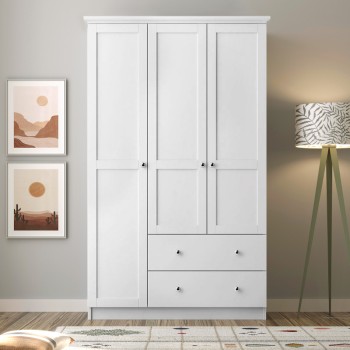 Ντουλάπα ρούχων τρίφυλλη Art Maison Πόρος - White (105x50x210εκ.)