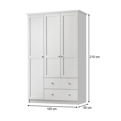 Ντουλάπα ρούχων τρίφυλλη Art Maison Πόρος - White (105x50x210εκ.) Ντουλάπα ρούχων τρίφυλλη Art Maison Πόρος - White (105x50x210εκ.)