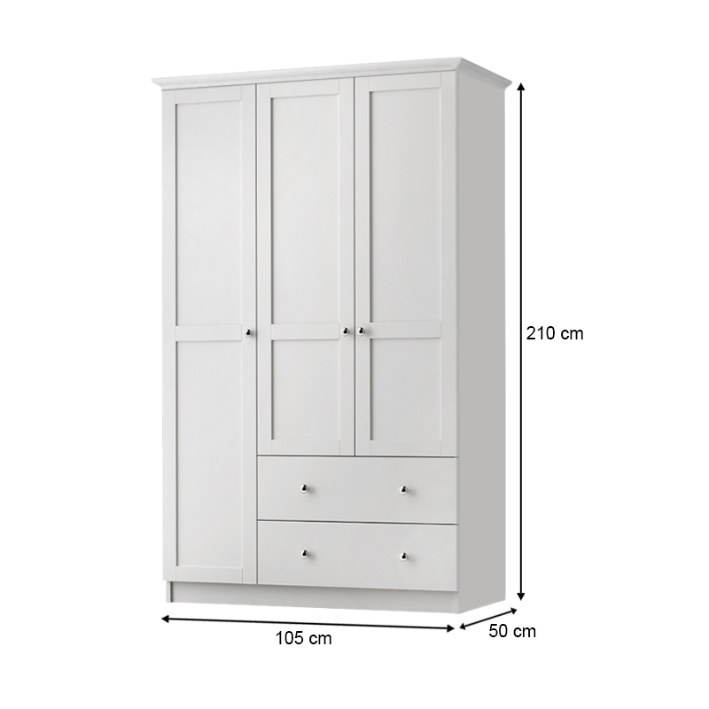 Ντουλάπα ρούχων τρίφυλλη Art Maison Πόρος - White (105x50x210εκ.) Ντουλάπα ρούχων τρίφυλλη Art Maison Πόρος - White (105x50x210εκ.)