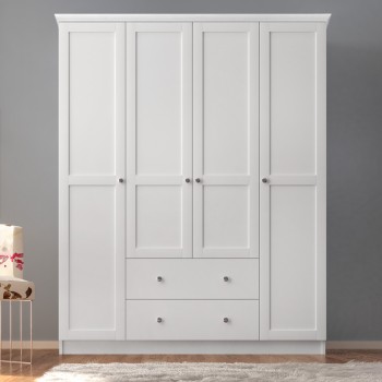 Ντουλάπα ρούχων τετράφυλλη Art Maison Πόρος - White (140x50x210εκ.)