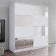Ντουλάπα ρούχων δίφυλλη συρόμενη με καθρέπτη Art Maison Giugliano - White (160x50x182εκ.)