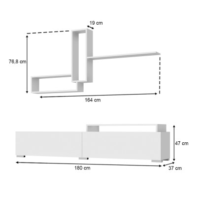Σύνθεση τηλεόρασης Art Maison Ασκανιά - White (180x37x47εκ.)