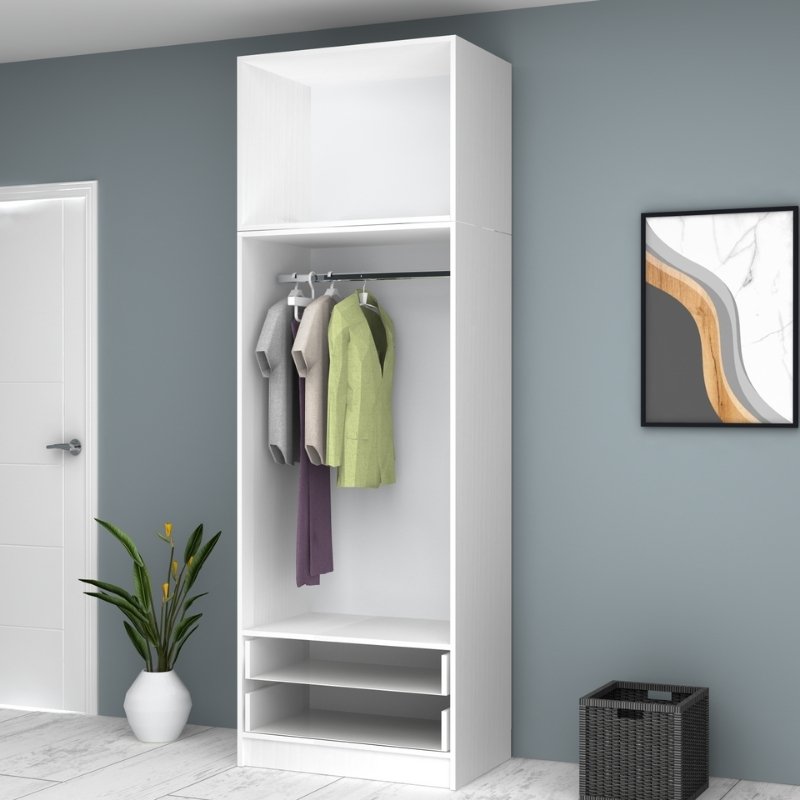 Ντουλάπα ρούχων Art Maison Genzo δίφυλλη με πατάρι χρώμα λευκό 80x51,8x240εκ.