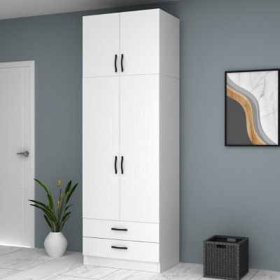 Ντουλάπα ρούχων Art Maison Genzo δίφυλλη με πατάρι χρώμα λευκό 80x51,8x240εκ.