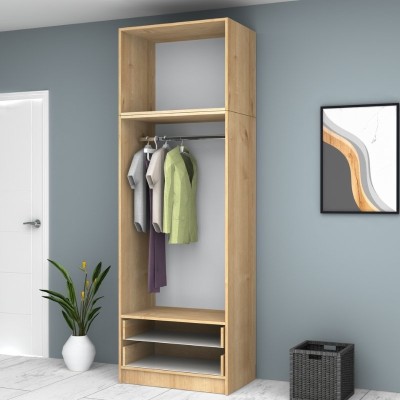 Ντουλάπα ρούχων Art Maison Genzo δίφυλλη με πατάρι χρώμα φυσικό οξιάς 80x51,8x240εκ.