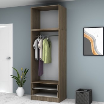 Ντουλάπα ρούχων Art Maison Genzo δίφυλλη με πατάρι χρώμα καρυδί 80x51,8x240εκ.