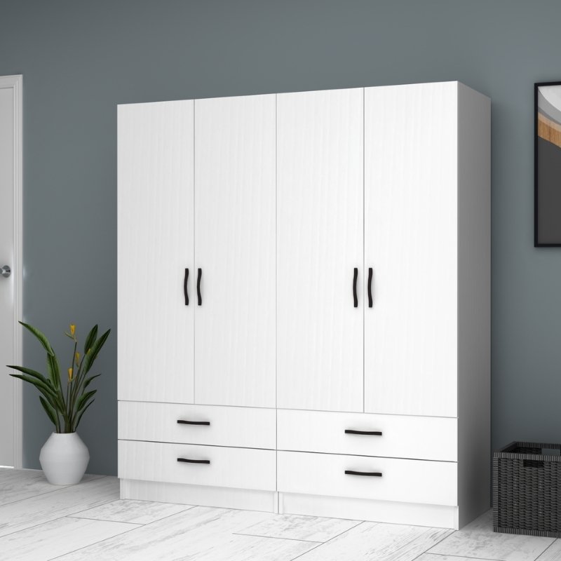 Ντουλάπα τετράφυλλη Art Maison Sten  - White (160x51,8x181εκ.)