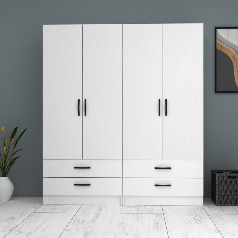 Ντουλάπα τετράφυλλη Art Maison Sten  - White (160x51,8x181εκ.)