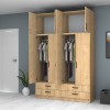 Ντουλάπα τετράφυλλη με πατάρι Art Maison Sten - Natural (160x51,8x240εκ.)