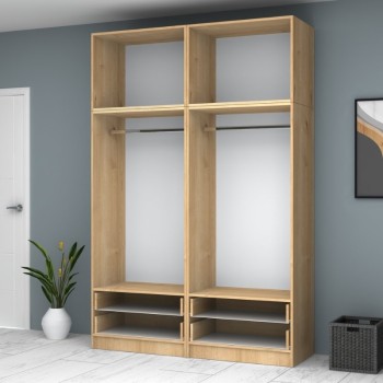 Ντουλάπα τετράφυλλη με πατάρι Art Maison Sten - Natural (160x51,8x240εκ.)