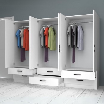 Ντουλάπα ρούχων Art Maison Genrin εξάφυλλη χρώμα λευκό 240x51,8x181εκ.