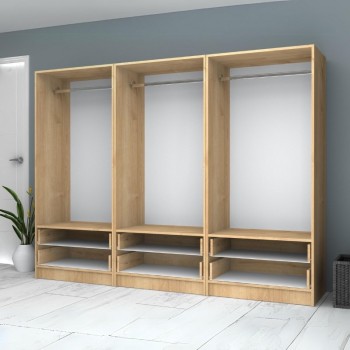 Ντουλάπα ρούχων Art Maison Genrin εξάφυλλη χρώμα φυσικό οξιάς 240x51,8x181εκ.