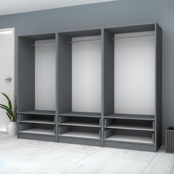 Ντουλάπα ρούχων Art Maison Genrin εξάφυλλη χρώμα ανθρακί 240x51,8x181εκ.