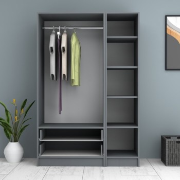 Ντουλάπα τρίφυλλη Art Maison Sten - Charcoal (120x51,8x181εκ.)