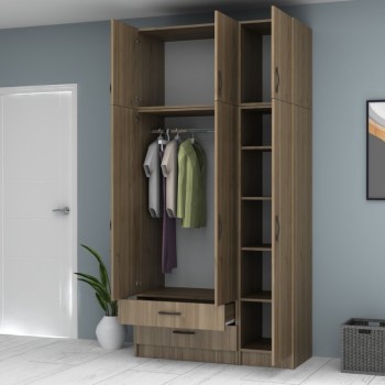 Ντουλάπα τρίφυλλη Art Maison Sten με πατάρι - Wallnut (120x51,8x240εκ.)
