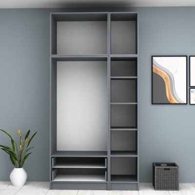 Ντουλάπα τρίφυλλη Art Maison Sten με πατάρι - Charcoal (120x51,8x240εκ.)