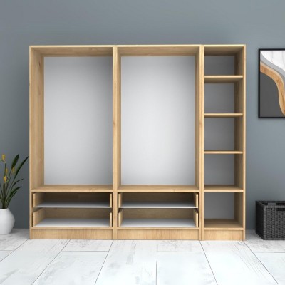 Ντουλάπα πεντάφυλλη με ράφια Art Maison Sten - Natural (200x51,8x181εκ.)