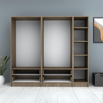 Ντουλάπα πεντάφυλλη με ράφια Art Maison Sten - Wallnut (200x51,8x181εκ.)