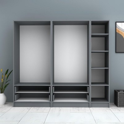 Ντουλάπα πεντάφυλλη με ράφια Art Maison Sten - Charcoal (200x51,8x181εκ.)