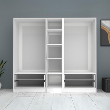 Ντουλάπα πεντάφυλλη με ράφια στην μέση Art Maison Sten - White (200x51,8x181εκ.)