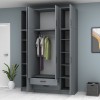Ντουλάπα τετράφυλλη με πατάρι και ράφια Art Maison Sten - Charcoal (160x51,8x240εκ.)