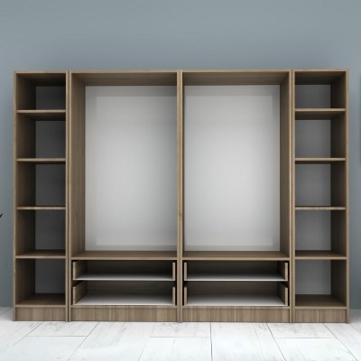 Ντουλάπα ρούχων Art Maison Azurill εξάφυλλη χρώμα καρυδί 240x51,8x181εκ.