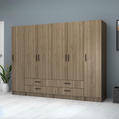 Ντουλάπα ρούχων Art Maison Azurill εξάφυλλη χρώμα καρυδί 240x51,8x181εκ.