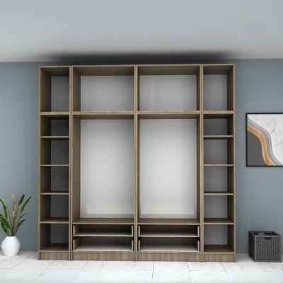 Ντουλάπα ρούχων Art Maison Azurill εξάφυλλη με πατάρι χρώμα καρυδί 240x51,8x240εκ.